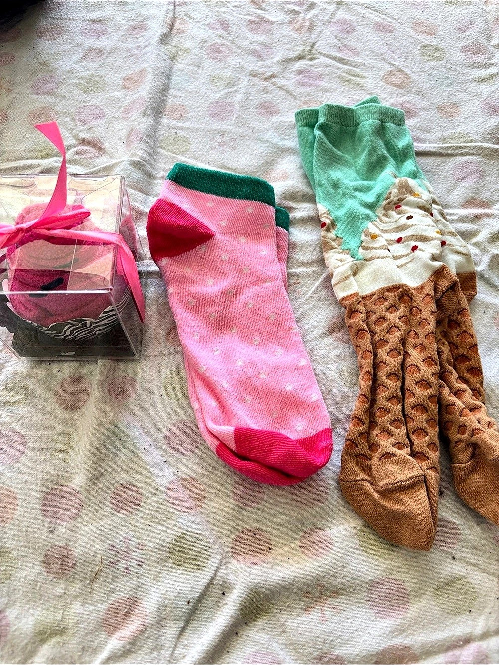 Women's Floral Socks Pink & Brown